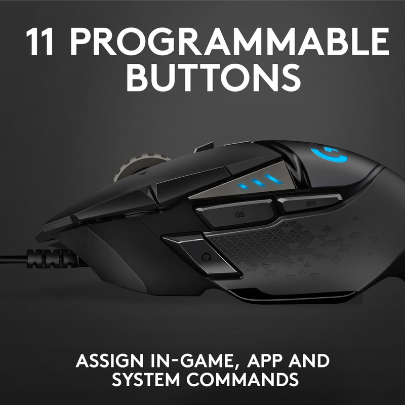 Load image into Gallery viewer, Logitech g502 hero high performance gaming mouse (zwart, 100 - 25.600 dpi, rgb leds)
