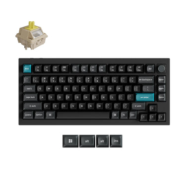 Keychron q1 ultra-m4 8k wireless custom mechanical keyboard (zwart, us lay-out (qwerty), silk pom banana, 75%, rgb, hot swap, 8k, 2.4 ghz | bluetooth 5.2 | usb-c)