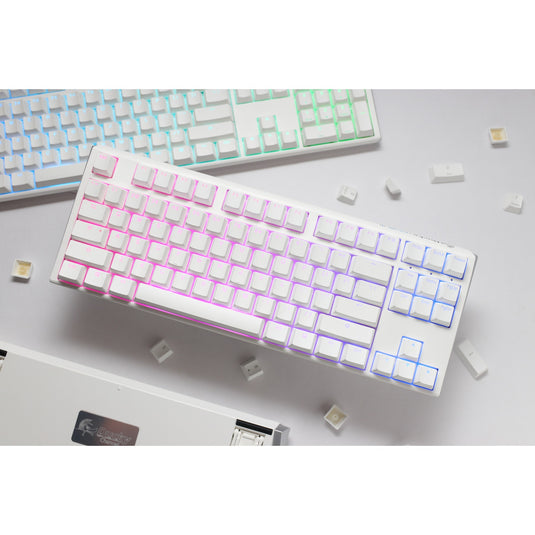 Ducky one 3 classic pure white tkl rgb mechanisch toetsenbord (wit, us lay-out (qwerty), cherry mx silent red, 80% (tkl), rgb leds, double-shot pbt, hot-swappable, quack mechanics)