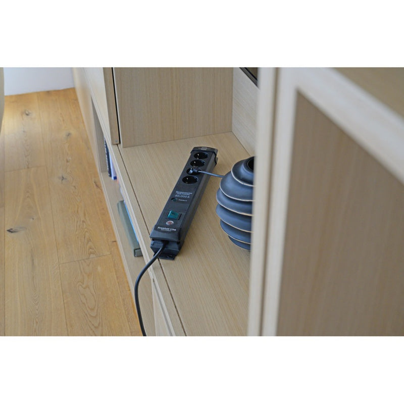 Load image into Gallery viewer, Brennenstuhl premium-line 60.000a stekkerdoos met overspanningsbeveiliging 4-voudig zwart 1,8m h05vv-f 3g1,5
