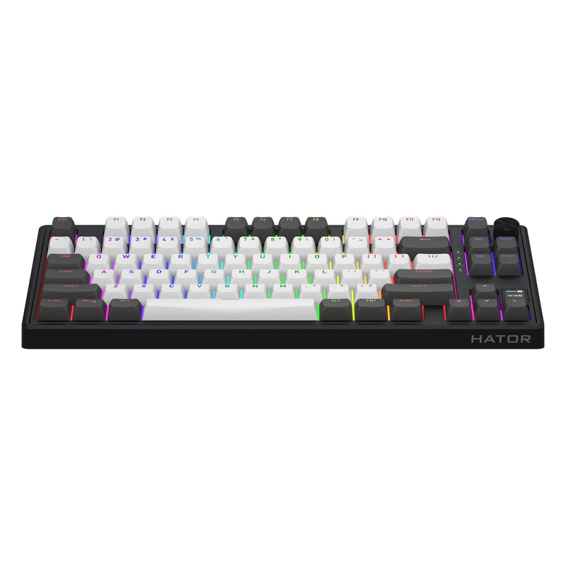 Load image into Gallery viewer, Hator skyfall pro wireless rgb mechanisch gaming toetsenbord (zwart, us lay-out (qwerty), hator aurum vanilla silent, 80% (tkl), rgb, double-shot pbt, hot-swap, 2.4ghz | bluetooth | usb-c)
