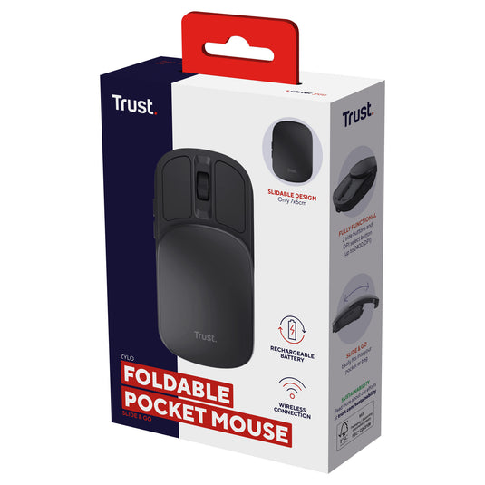 Trust zylo inschuifbare, draagbare zakmuis (zwart, 1000 - 2400 dpi)