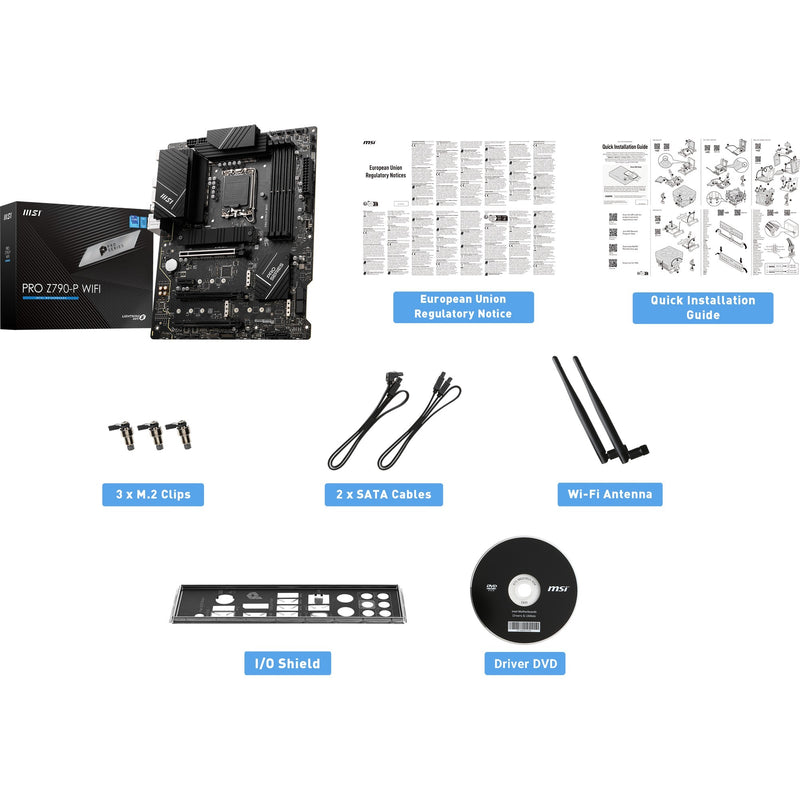 Load image into Gallery viewer, Msi pro z790-p wifi socket 1700 moederbord (zwart, raid, 2.5 gb-lan, wi-fi 6e, bt, sound, atx)
