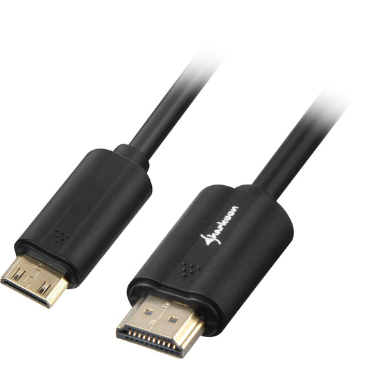 Sharkoon hdmi naar mini hdmi adapterkabel (zwart, 1 meter, 4k)