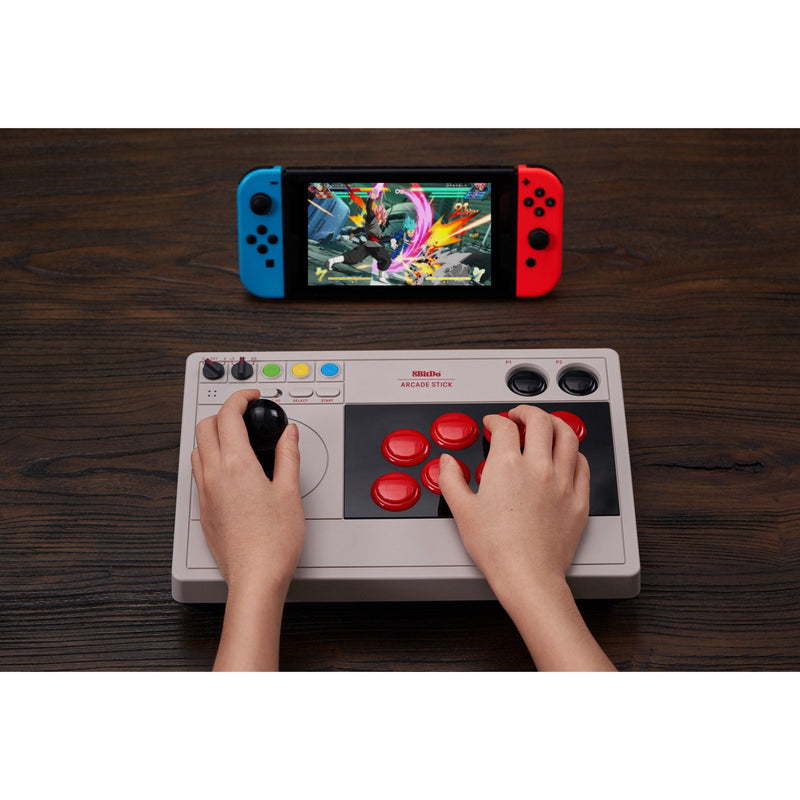 Load image into Gallery viewer, 8bitdo arcade stick joystick (grijs, switch 1, switch 2, pc, bluetooth 2.4g usb-c)

