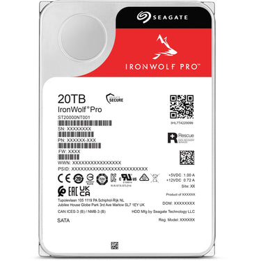 Seagate ironwolf pro 20 tb harde schijf (st20000nt001, sata 600, 24 7)