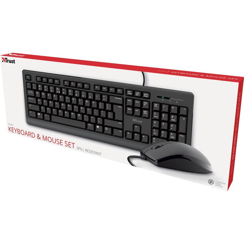 Load image into Gallery viewer, Trust primo keyboard mouse set desktopset (zwart, us lay-out (qwerty), membraan, 100%)
