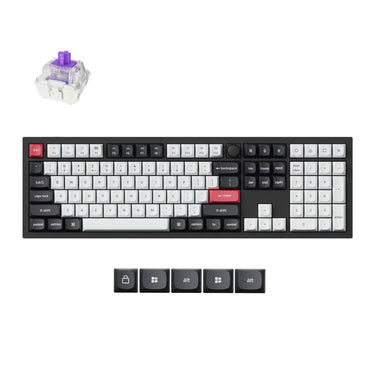Keychron q6 he-m1 rgb mechanisch toetsenbord (zwart, us lay-out (qwerty), gateron double-rail magnetic nebula, 100%, rgb, osa profile double-shot pbt keycaps, hot swap, usb-c 2.4 ghz bluetooth 5.2, knob)