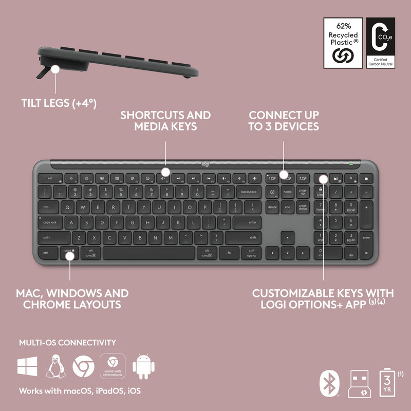 Load image into Gallery viewer, Logitech mk950 signature slim draadloze desktopset (grafiet, us-international lay-out (qwerty), 400 - 4000 dpi)
