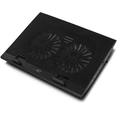 Act connectivity laptopstandaard, met ventilator, hoogte verstelbaar in 2 standen (zwart, 4-poorts usb 2.0 hub)