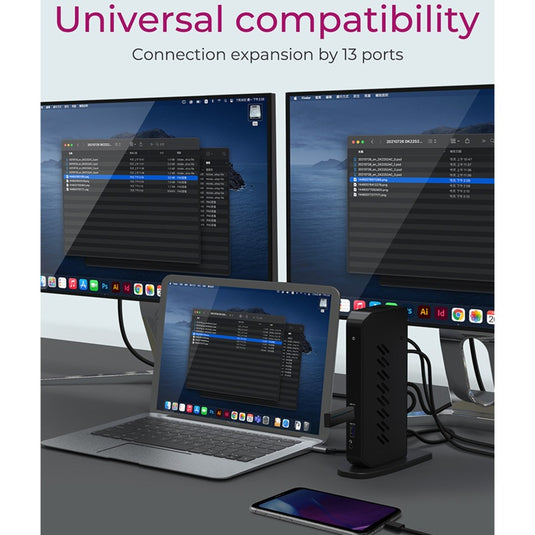 Icy box ib-dk2252ac dockingstation (zwart, usb-a, hdmi, displayport)