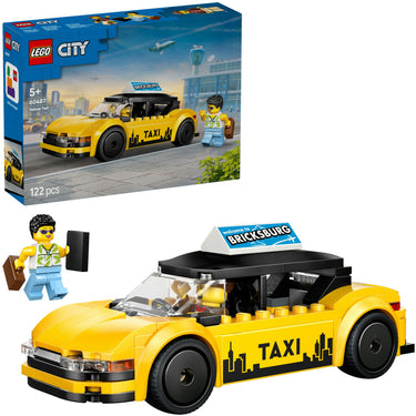 Lego ® city gele taxi - modelautobouwset met 2 minifiguren - klassieke speelgoedtaxi - 60487
