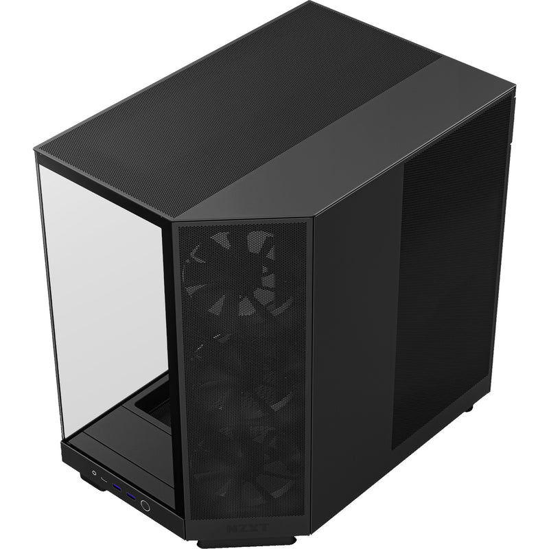 Load image into Gallery viewer, Nzxt h6 flow midi tower behuizing (zwart | 2x usb-a | 1x usb-c | tempered glass)
