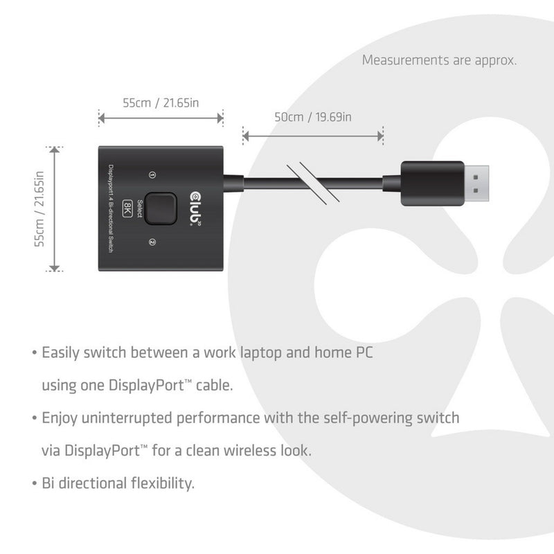 Load image into Gallery viewer, Club 3d 2-in-1 bidirectionele displayport switch (zwart, 8k)
