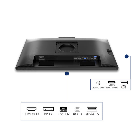 Philips 24b2n3200jh 00 23.8 monitor (zwart, vga, hdmi, displayport, usb-c, webcam, 120 hz)