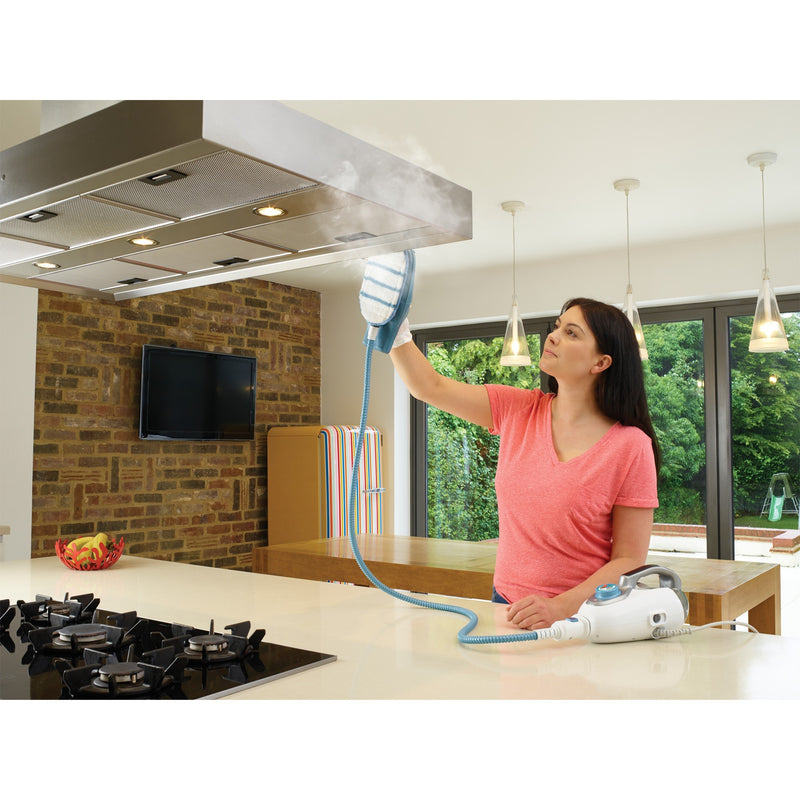 Load image into Gallery viewer, Black+decker 1600w steam-mop bhsm1615dam-qs stoomreiniger (wit blauw, incl. steamitt, deltavoet en 17 accessoires)
