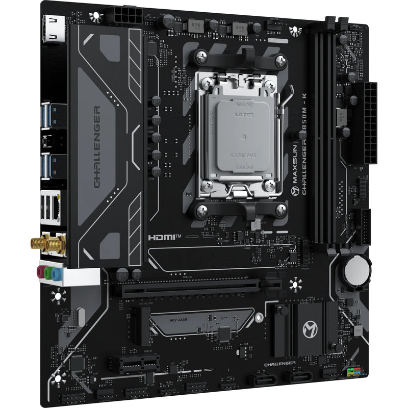 Afbeelding laden in galerijviewer, Maxsun ms-challenger b850m-k wifi socket am5 moederbord (zwart, raid, gb-lan, wlan, bt, sound, µatx)
