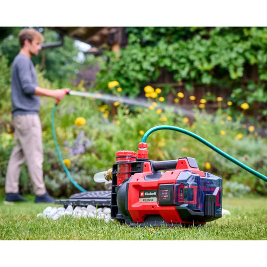 Einhell aquinna accu automatische tuinpomp (rood zwart, accu en oplader niet inbegrepen, power x-change)