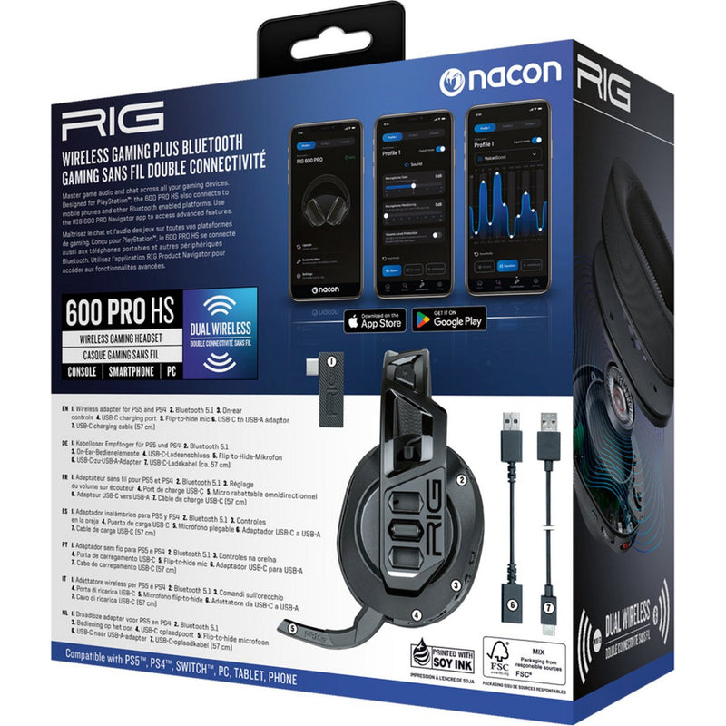 Load image into Gallery viewer, Nacon rig 600 pro hs over-ear gaming headset (zwart, playstation 5, playstation 4, windows, nintendo switch, android, ios)
