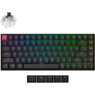 Keychron k2 qmk-b3 rgb mechanisch toetsenbord (zwart, us lay-out (qwerty), super brown, 75%, rgb leds, cherry double-shot pbt, bluetooth 5.2 | usb-c)