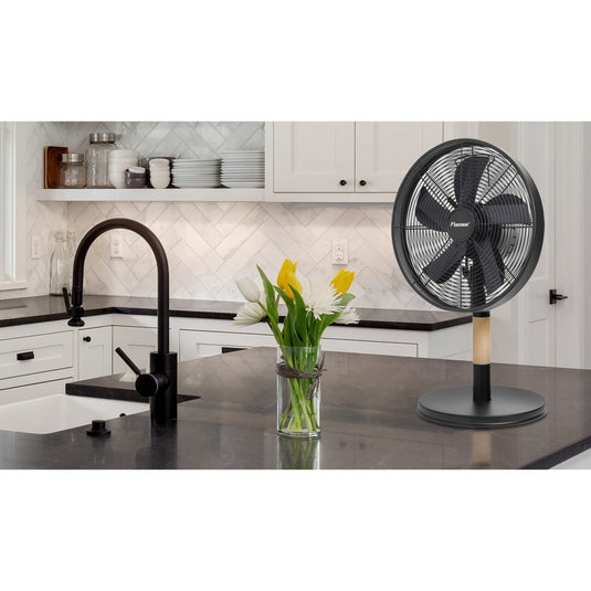 Bestron dft35wb tafelventilator (zwart houtkleur, ø 35 cm)