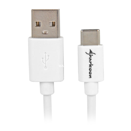 Sharkoon usb-a 2.0 - usb-c kabel (wit, 3 meter)