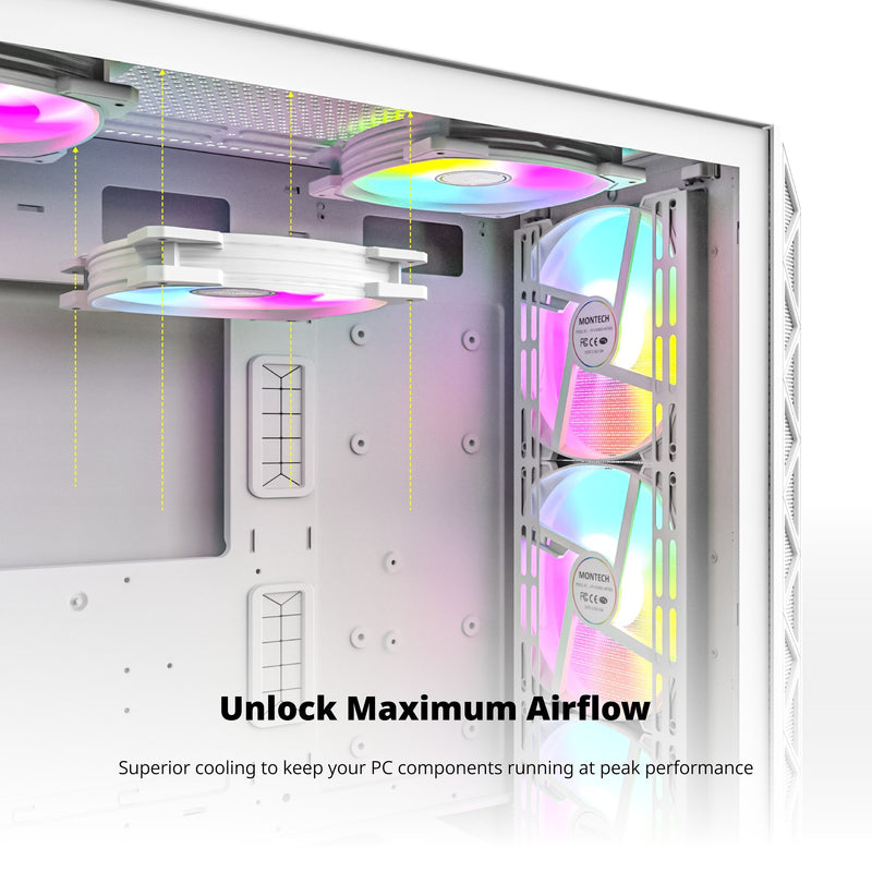 Load image into Gallery viewer, Montech hp140 argb pwm case fan (wit, 140 x 140 x 25 mm)
