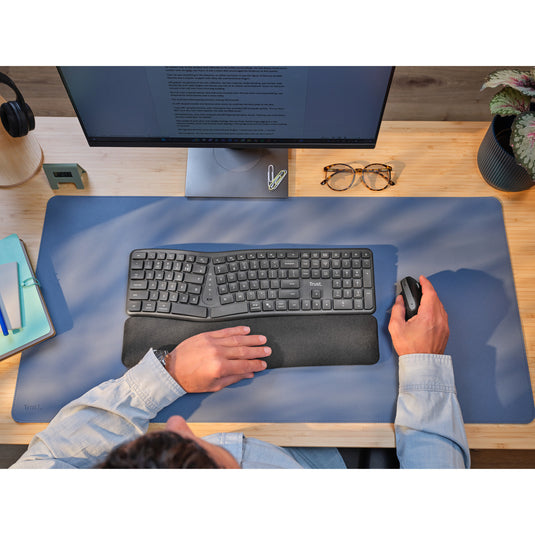 Trust keyra draadloos ergonomisch toetsenbord (zwart, us lay-out, bluetooth 2.4g usb)