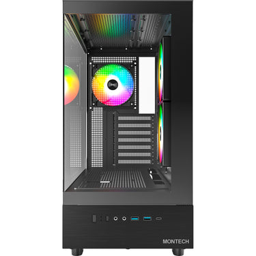 Montech xr midi tower behuizing (zwart | 2x usb-a | 1x usb-c | rgb | tempered glass)