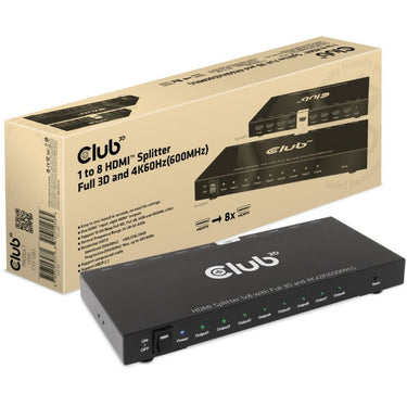 Club 3d 1 to 8 hdmi splitter full 3d and 4k60hz (600mhz) (zwart)