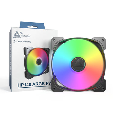 Montech hp140 argb pwm case fan (zwart, 140 x 140 x 25 mm)