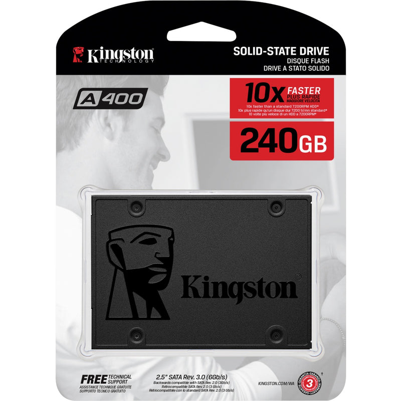 Load image into Gallery viewer, Kingston sa400s37 240g a400 ssd, 2.5inch, 240 gb, sata3, 500mb s, 350mb s, 0.279w, black
