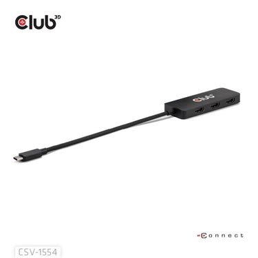 Club 3d usb-c naar triple hdmi mst hub 4k60hz adapter (zwart)