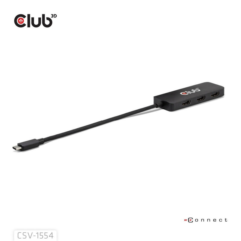 Afbeelding laden in galerijviewer, Club 3d usb-c naar triple hdmi mst hub 4k60hz adapter (zwart)
