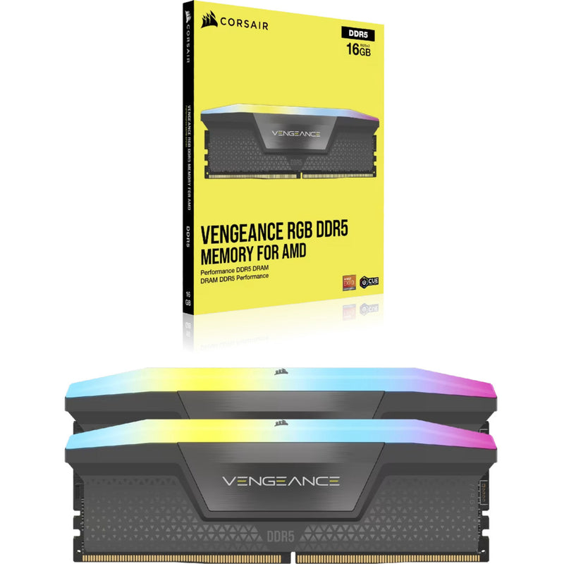 Load image into Gallery viewer, Corsair vengeance rgb 32 gb ddr5-6000 (2x 16 gb) werkgeheugen (zwart, cmh32gx5m2d6000z38, xmp, expo)
