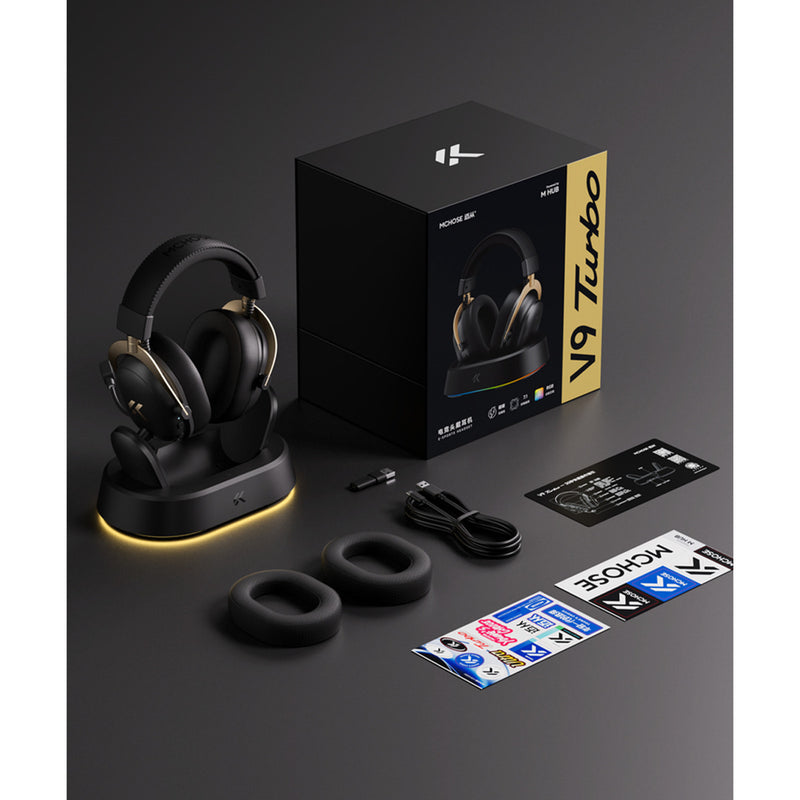 Load image into Gallery viewer, Mchose v9 turbo+ magnetic wireless over-ear gaming headset (wit zilver, nintendo switch, playstation 4, playstation 5, mobiel, pc, 2.4g bluetooth usb)
