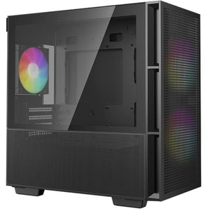 Deepcool ch360 mini tower behuizing (zwart | 1x usb-a | 1x usb-c | rgb | tempered glass)