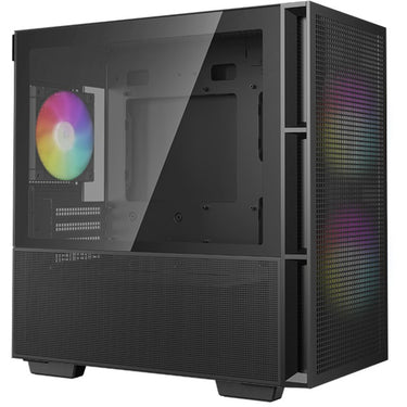 Deepcool ch360 mini tower behuizing (zwart | 1x usb-a | 1x usb-c | rgb | tempered glass)