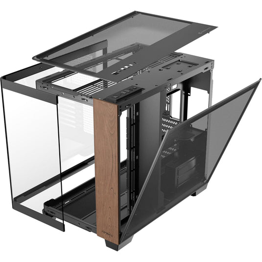 Antec c8 curve wood midi tower behuizing (zwart houtkleur | 2x usb-a | 1x usb-c | tempered glass)