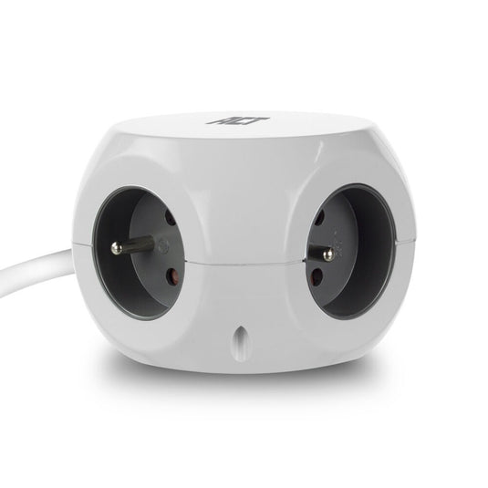 Act connectivity act stekkerdoos kubus met 3 stopcontacten, 30w power delivery usb-c a poorten, kabellengte 1,5m ac2425