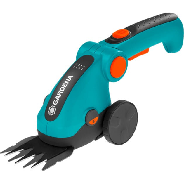 Load image into Gallery viewer, Gardena accugrasschaar comfortcut li set (turquoise zwart, incl. li-ion-accu 3,0ah, wielen en een telescopische steel)
