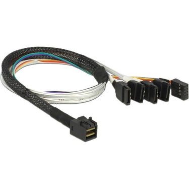 Delock cable mini sas hd sff-8643 > 4 x sata 7 pin, 0,5m kabel (83315, + sideband)