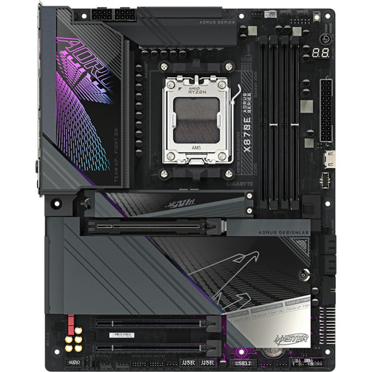 Gigabyte x870e aorus master socket am5 moederbord (zwart, raid, 5 gb-lan, wi-fi 7, bt, sound, atx)
