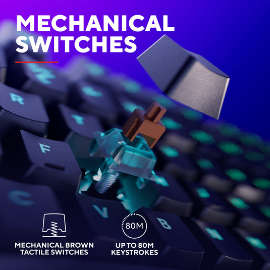 Trust gxt 864 cada compact mechanisch tkl-gamingtoetsenbord, gaming toetsenbord (zwart, us lay-out, huano brown, rgb)