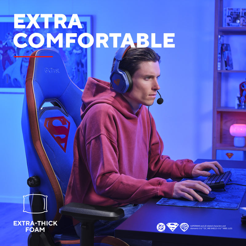 Load image into Gallery viewer, Trust gxt 721sm ruya pro superman gaming stoel (blauw rood)
