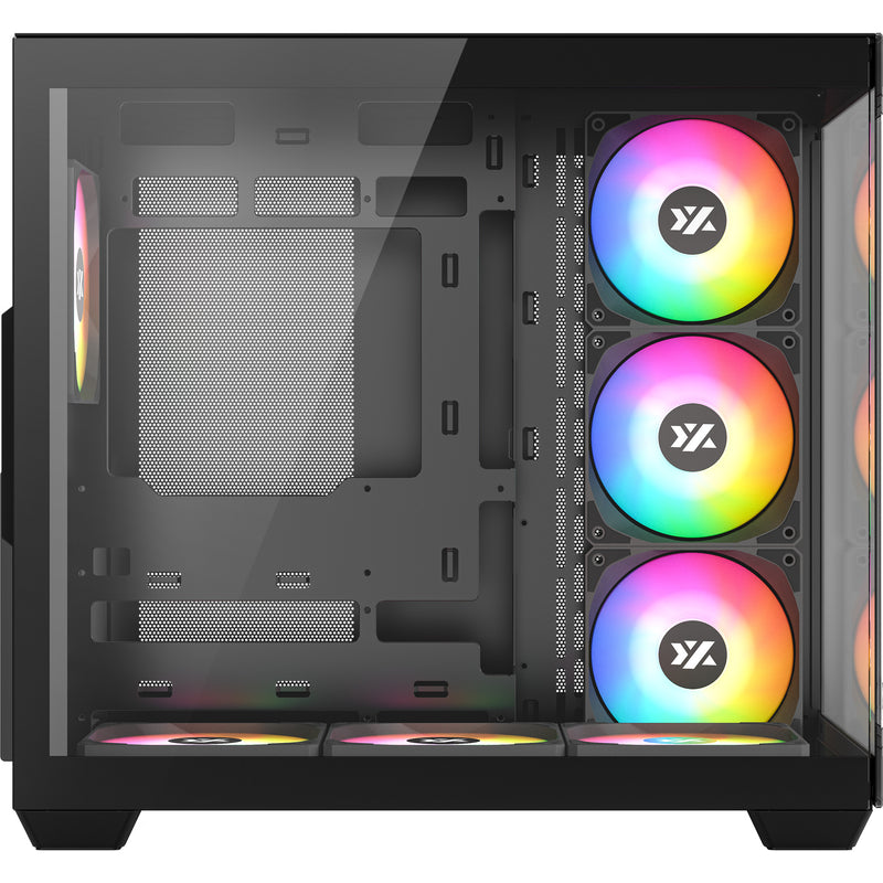 Afbeelding laden in galerijviewer, Xyz pc gear tesseract x midi tower behuizing (zwart | 2x usb-a | 1x usb-c | tempered glass)
