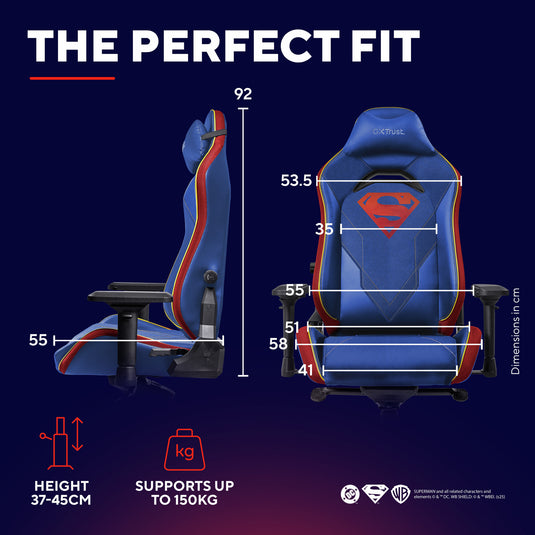 Trust gxt 721sm ruya pro superman gaming stoel (blauw rood)