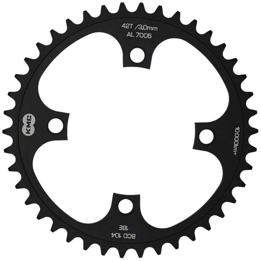 KMC tandwiel 38T, aluminium 1 2x1 .BCD 104mm. kettinglijn 3.0mm single speed