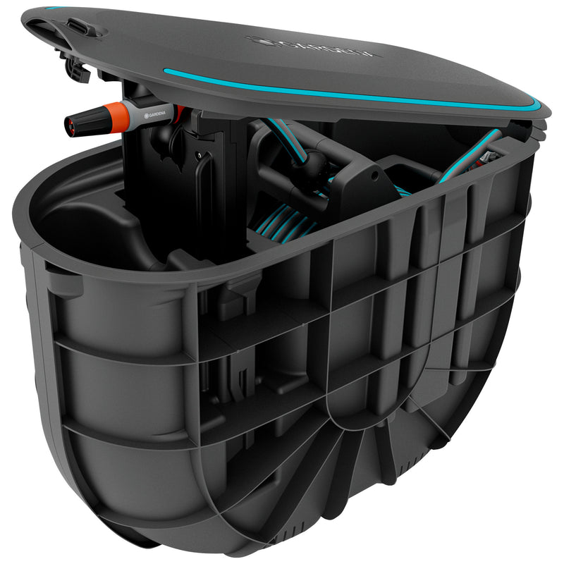 Load image into Gallery viewer, Gardena undercover slangenbox rollup m, 20 meter slanghaspel (zwart turquoise)
