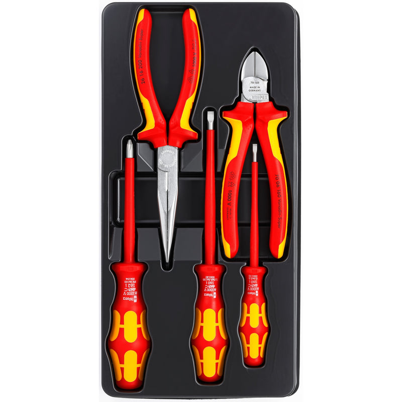 Load image into Gallery viewer, Knipex vde-gereedschapset 00 20 13 gereedschapsset (rood geel, 5 delig)
